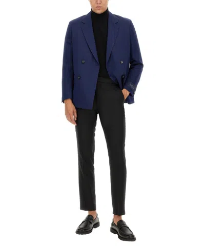 Hugo Boss Boss Double-breasted Jacket In Blue