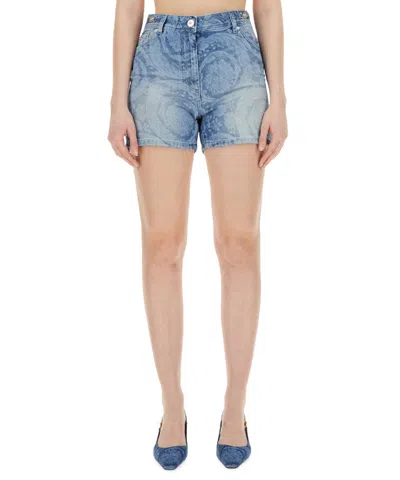 Versace Women Denim Shorts In Blue