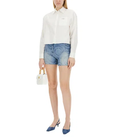 Versace Women Denim Shorts In Blue
