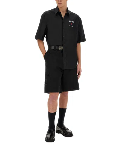 Moschino Couture Bermuda With Logo In Black