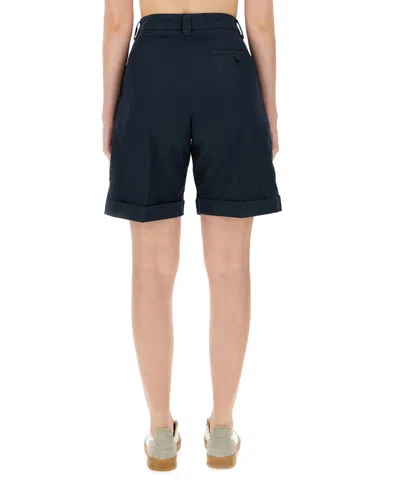 Aspesi Tailored High-waisted Cotton-linen Shorts With Pleated Front In Black
