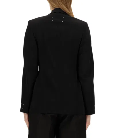 Maison Margiela Slim-fit Wool Jacket With A Fitted Waist In Black