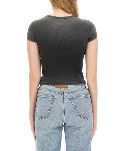 Alexander Wang Crystal Hotfix Tee In Ribbed Jersey