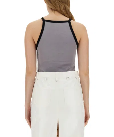Courrèges Logo Tank Top In Gray