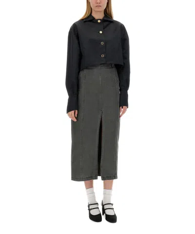 Patou Jacket Cropped Length Gold Buttons In Gray