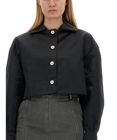 Patou Jacket Cropped Length Gold Buttons In Gray