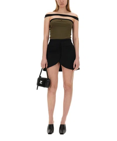Courrèges Courreges Ellipse Twill Mini Skirt In In Black