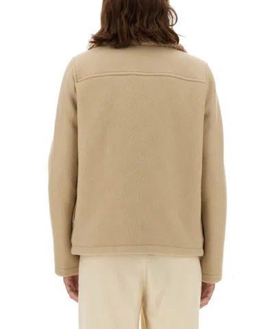 Fay Textured Wool Jacket With Plush Collar In White