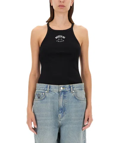 M05ch1n0 Jeans Tank Top With Logo In Black