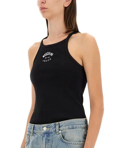 M05ch1n0 Jeans Tank Top With Logo In Black