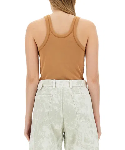 Lemaire Ribbed Cotton Tank Top In Brown