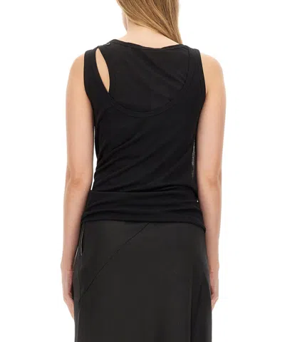Helmut Lang Sleeveless Jersey Wind Top In Black