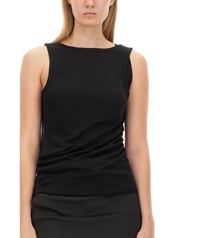Helmut Lang Sleeveless Jersey Wind Top In Black