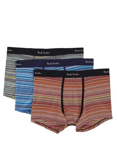 Paul Smith Multicolour Cotton Stripe Three Briefs Pack In Multi