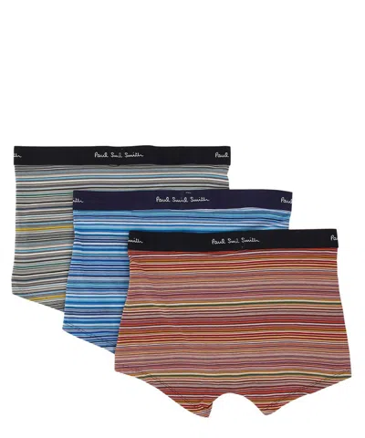 Paul Smith Multicolour Cotton Stripe Three Briefs Pack In Multi