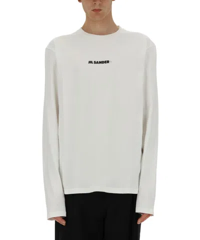 Jil Sander Logo-printed Long-sleeved T-shirt In Neutral