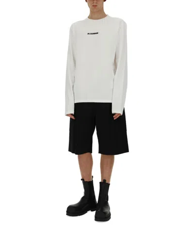 Jil Sander Logo-printed Long-sleeved T-shirt In Neutral