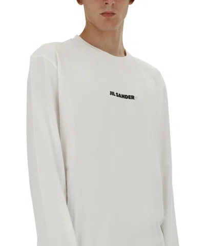 Jil Sander Logo-printed Long-sleeved T-shirt In Neutral