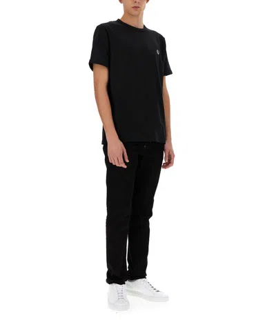 Fred Perry Logo-embroidered Cotton T-shirt In Black