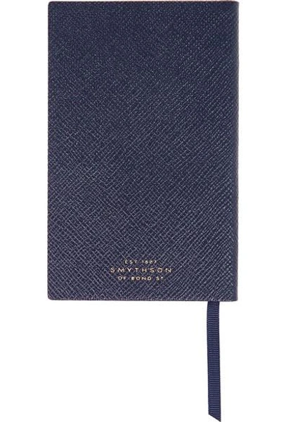 Shop Smythson Panama Inspirations And Ideas Textured-leather Notebook In Navy