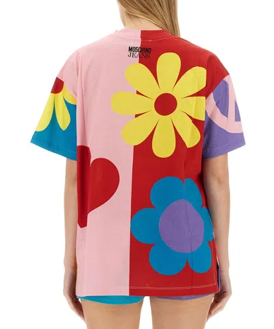 Moschino Jersey T-shirt Symbols In Multi