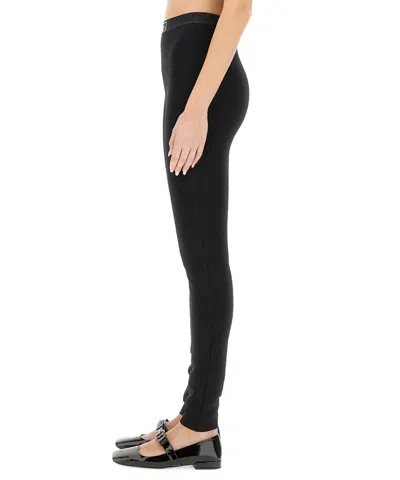 Versace Leggings With Logo In Black