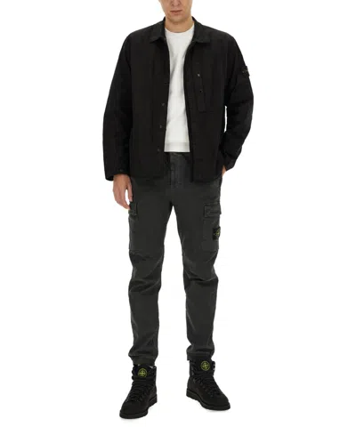 Stone Island Turtleneck Ribbed Wool Sweater In White