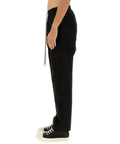 Rick Owens Green Drop-crotched Pants With Drawstring In Cotton Man