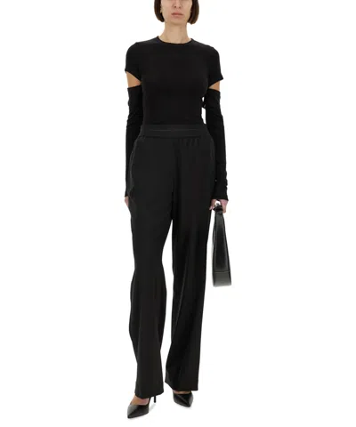 Helmut Lang Tapered Wool Twill Straight Leg Pants In Black
