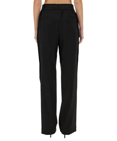 Helmut Lang Tapered Wool Twill Straight Leg Pants In Black