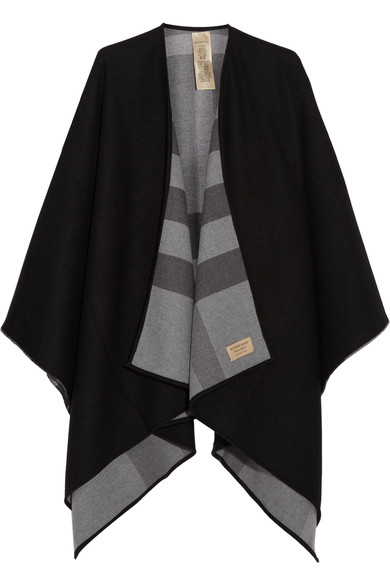 Reversible Solid To Check Wool Cape 