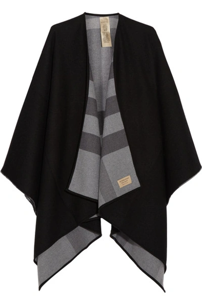 Burberry London Reversible Checked Merino Wool Wrap In Charcoal