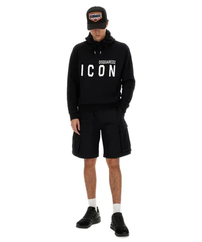 Dsquared2 Icon Logo Black Sweatshirt With Classic Hood