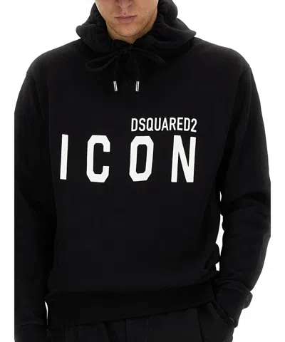 Dsquared2 Icon Logo Black Sweatshirt With Classic Hood