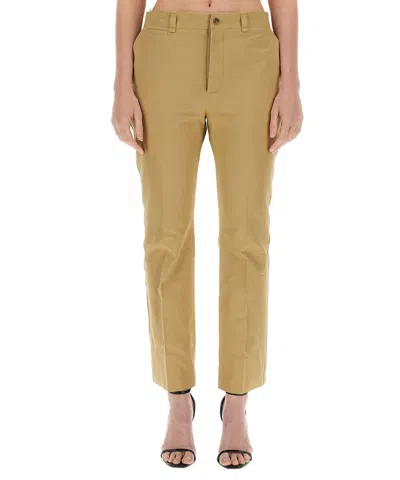 Saint Laurent Women Drill Pants In Brown