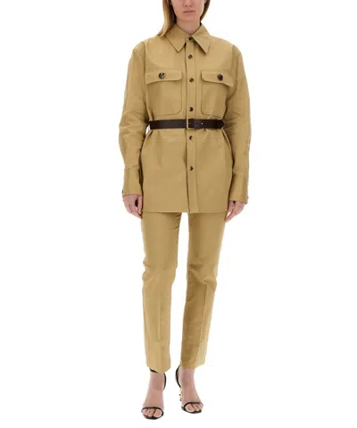 Saint Laurent Women Drill Pants In Brown