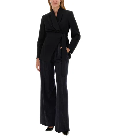Max Mara Women's "piroghe" Pinstriped Trousers In Black