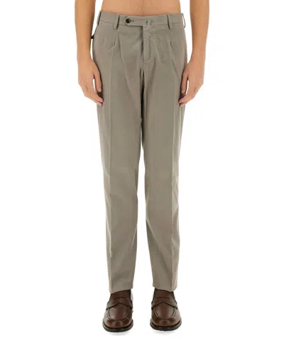 Pt Torino Gabardine Trousers With Back And Side Pockets In Gray