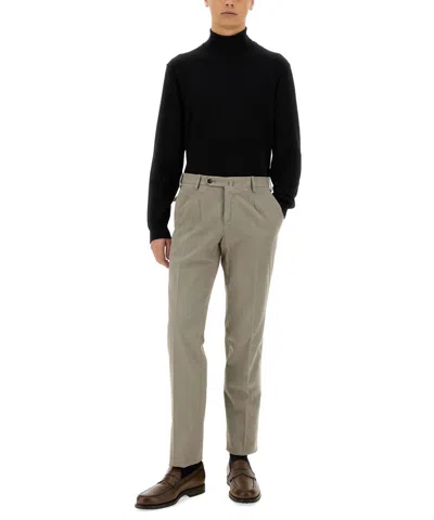 Pt Torino Gabardine Trousers With Back And Side Pockets In Gray
