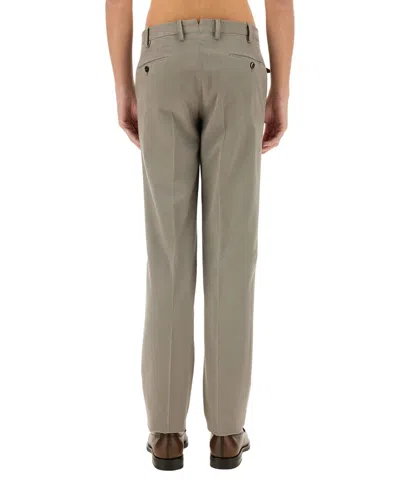 Pt Torino Gabardine Trousers With Back And Side Pockets In Gray