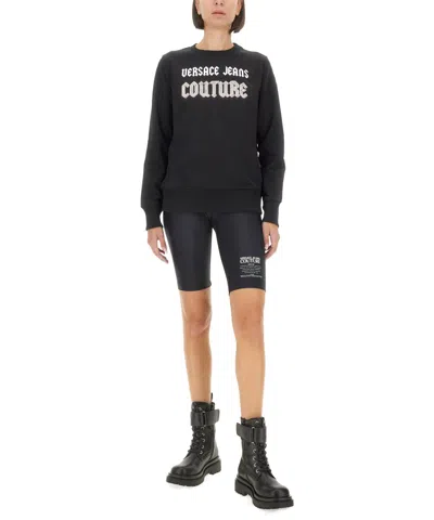 Versace Jeans Couture Bead-embellished Cotton Sweatshirt In Black