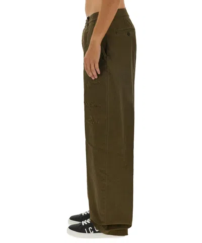 Dsquared2 Dsquared Men Ripped Big Chino Pants In Green