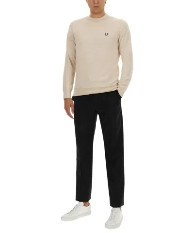 Fred Perry Classic Crew Neck Jersey In Neutral