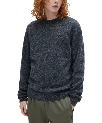 Fred Perry Mens Boucle Knit Crew Neck Sweater In Blue