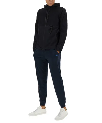 Hugo Boss Regular-fit Zip-up Hoodie With Quick-dry Performance In Black