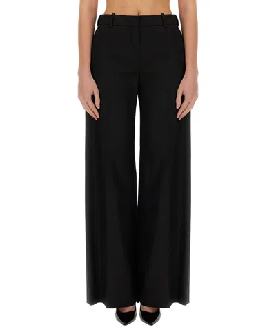 Nina Ricci Straight Wool Blend Trousers With High Waist In Black