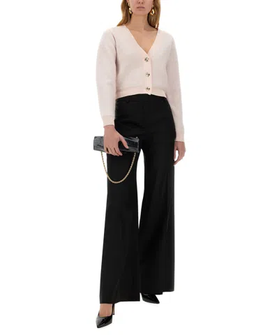 Nina Ricci Straight Wool Blend Trousers With High Waist In Black