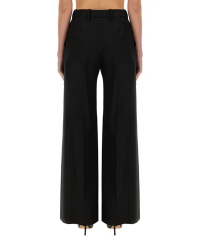 Nina Ricci Straight Wool Blend Trousers With High Waist In Black