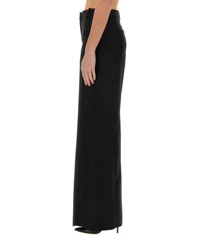 Nina Ricci Straight Wool Blend Trousers With High Waist In Black