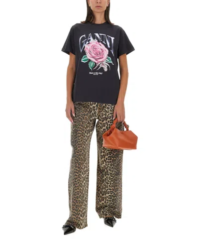 Ganni Izey Jeans In Animal Print